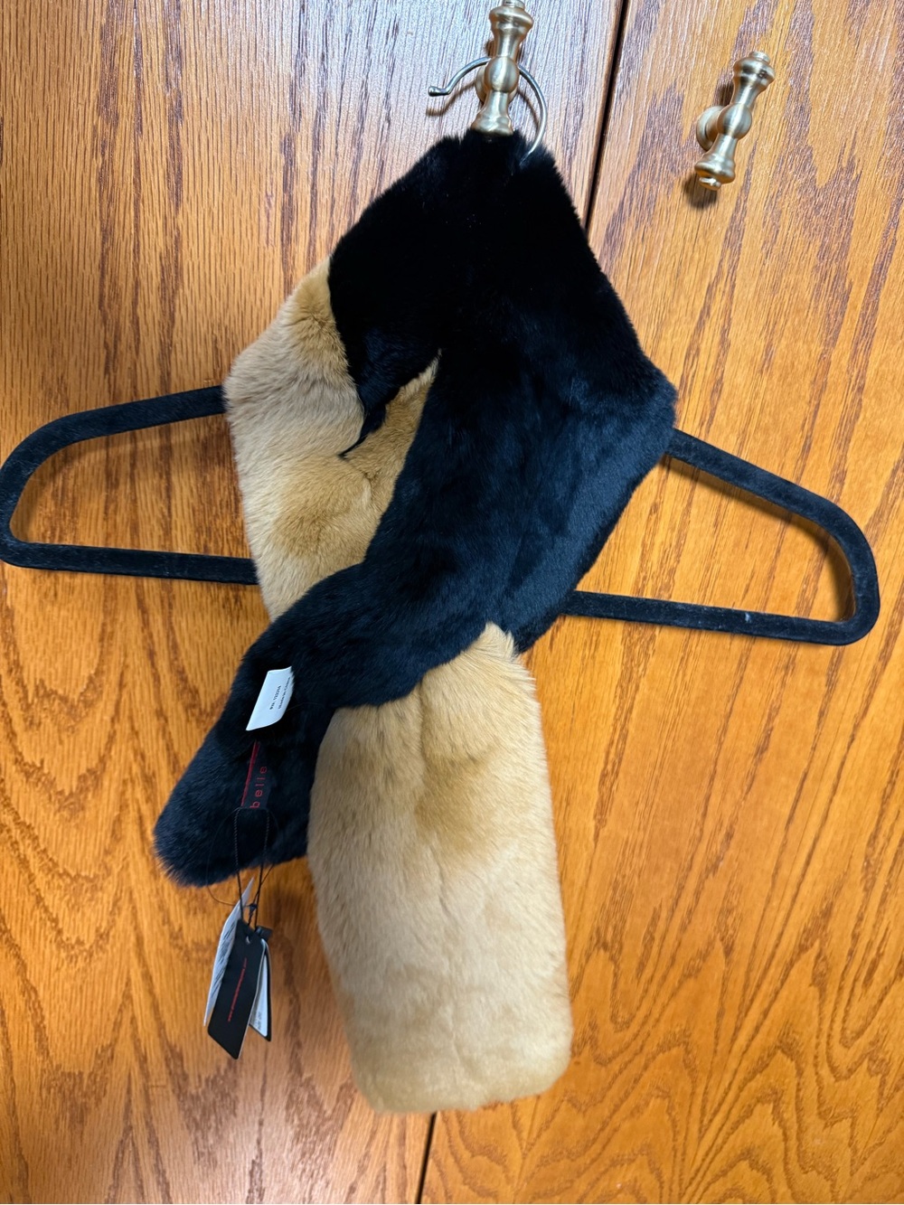 Annabelle Black and Tan Rabbit Scarf Wrap